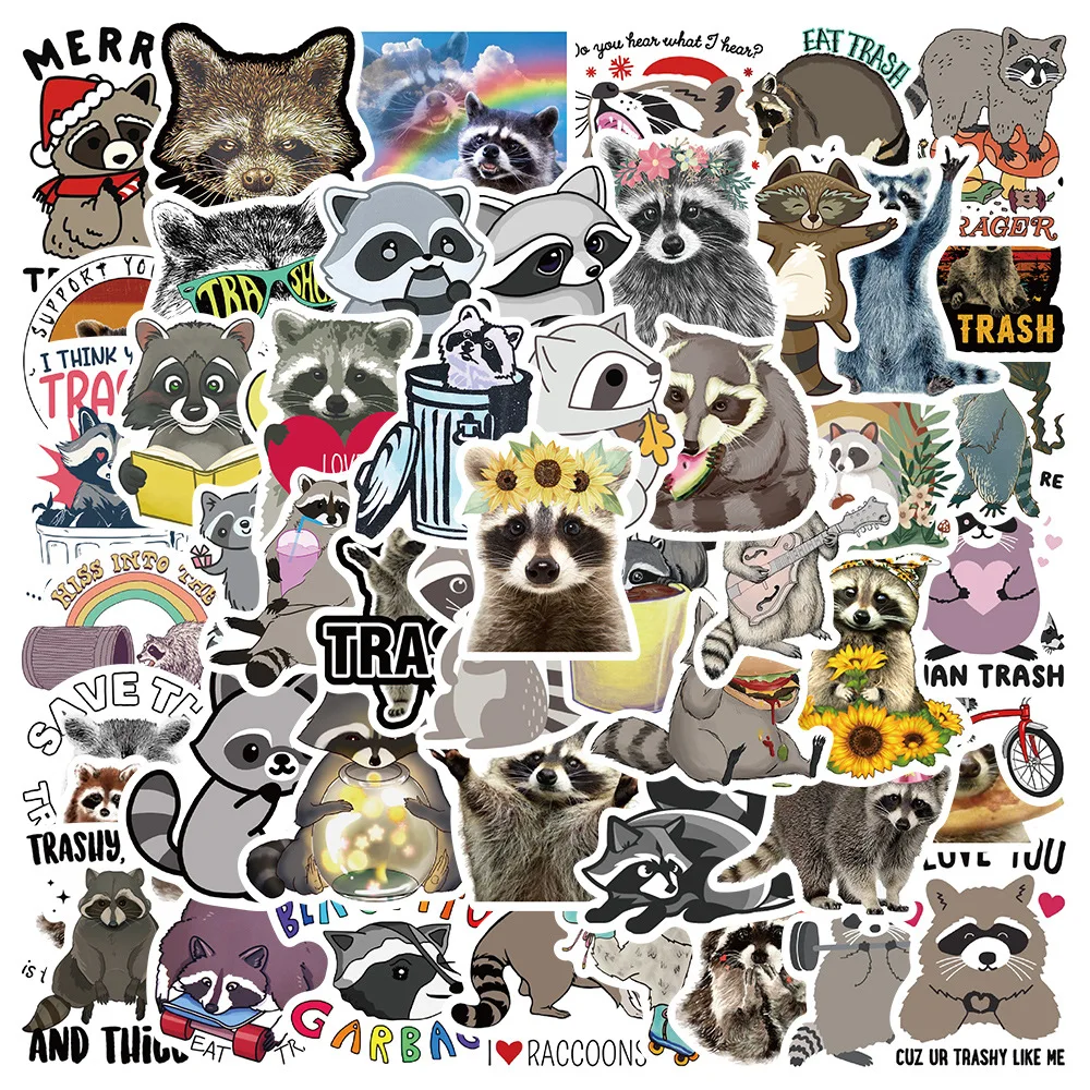 10/50PCS Cartoon Cute Raccoon Trash Panda Graffiti Sticker Suitcase Notebook Refrigerator SkateboardStationeryBoxHelmetWholesale