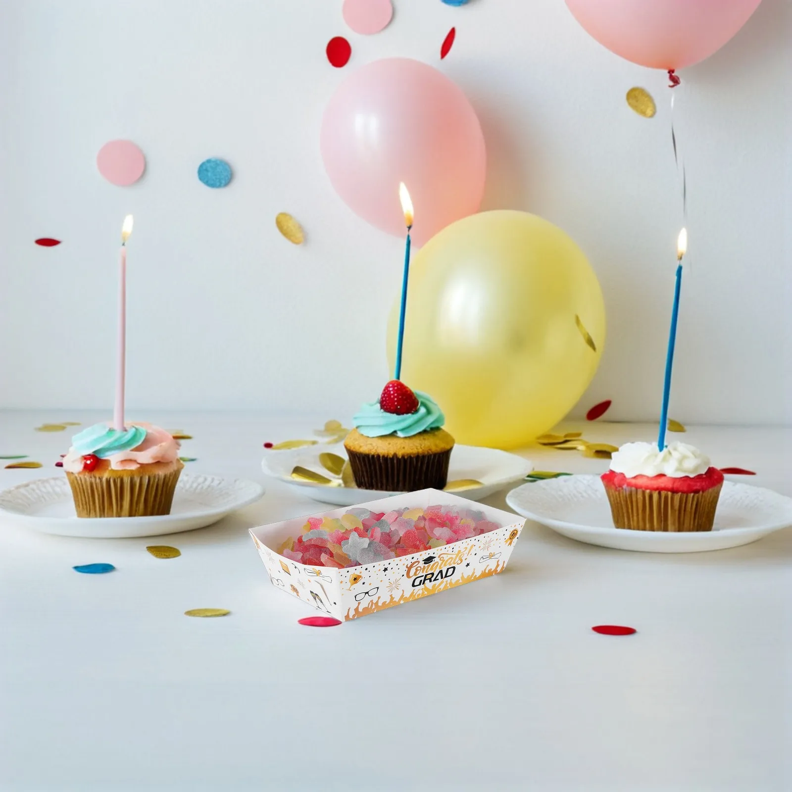 6 Juegos de Cajas de Regalo para Graduación, Elegantes Cajas de Papel con Forma de Barco, Recuerdos para Fiestas de Graduación, Porta Dulces, Postres y Golosinas