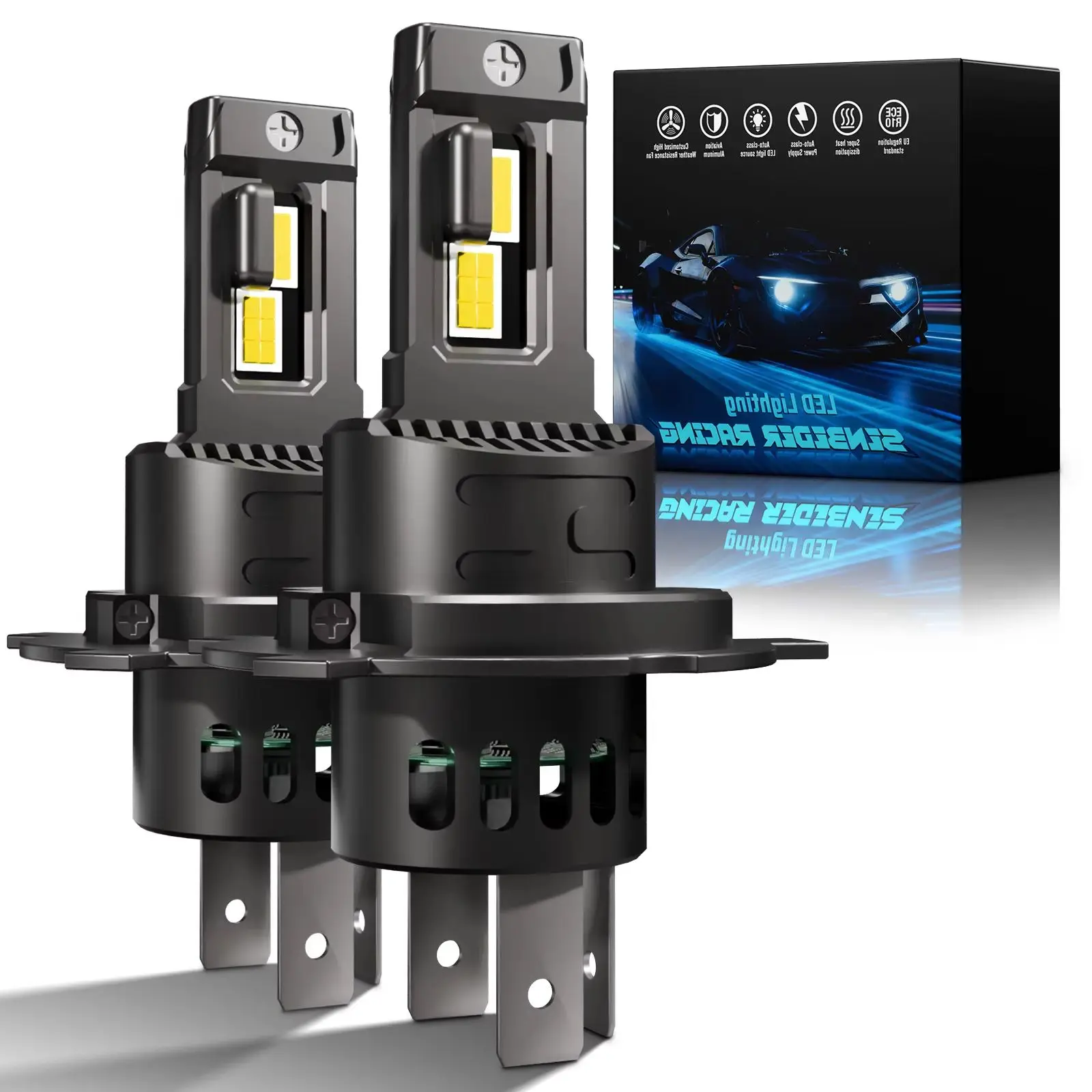 

IP68 H4 Мощные автомобильные лампы дальнего ближнего света 4800LM Супер яркие авто фары Турбо мини-лампы 12 В Беспроводной автомобильный светодиод