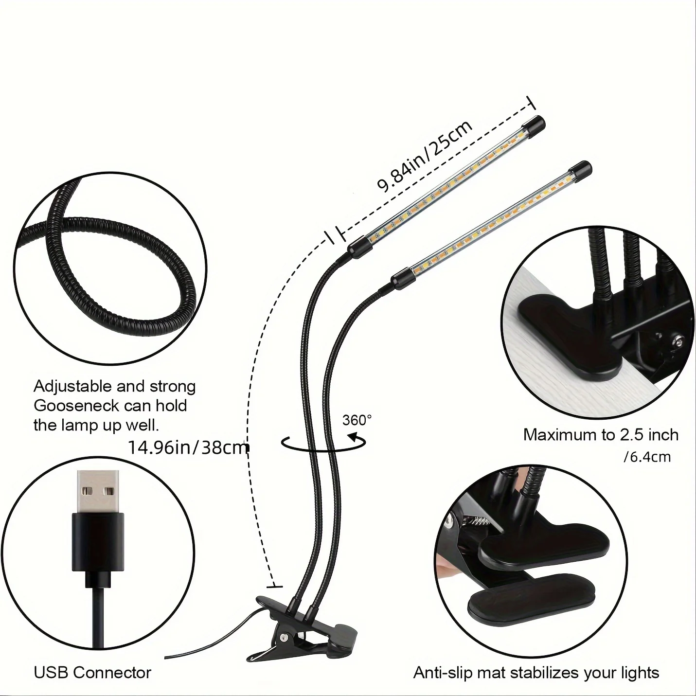 Indoor Plant Grow Lamp,Clip On Plant Lamp Full Spectrum LED Plant Grow Light Phytolamp Home Flower Seedling Supplementary Light