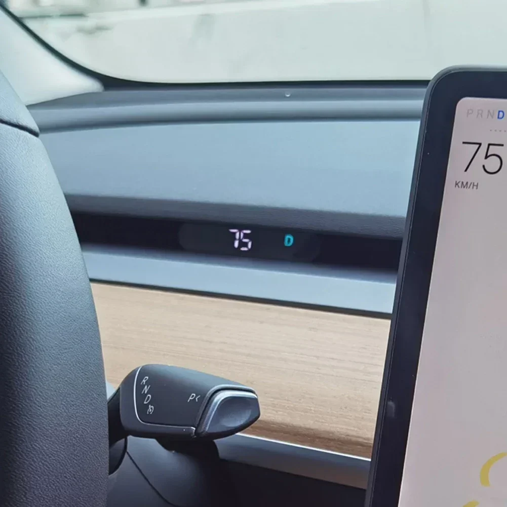 Carro hud head up display para tesla modelo 3 modo y 19-22 velocímetro eletrônico sinal engrenagem tela lcd de alta definição à prova dwaterproof