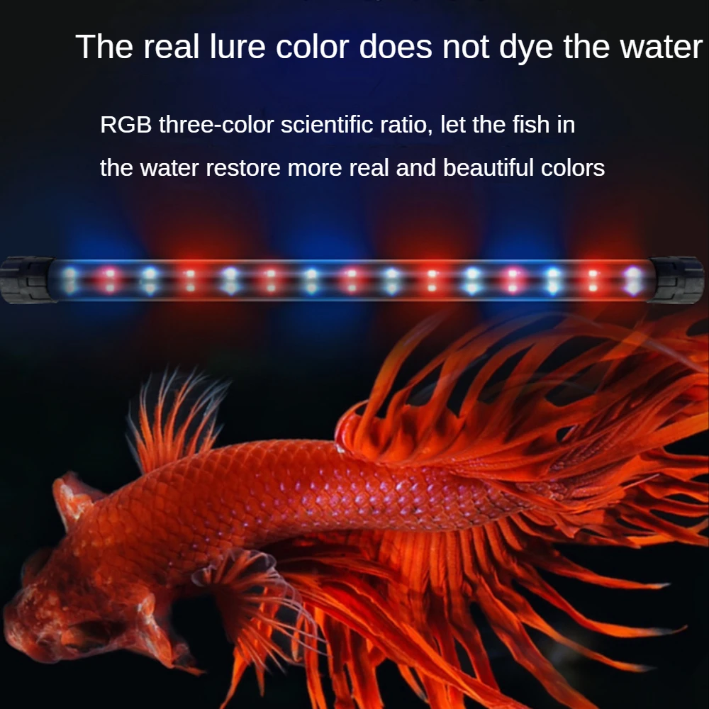 LED Aquarium Light, High Light Submersible Arowana Fish Tank Light Strip,Multi Color LED T4  Aquarium Lamp with Switch, 17-117cm