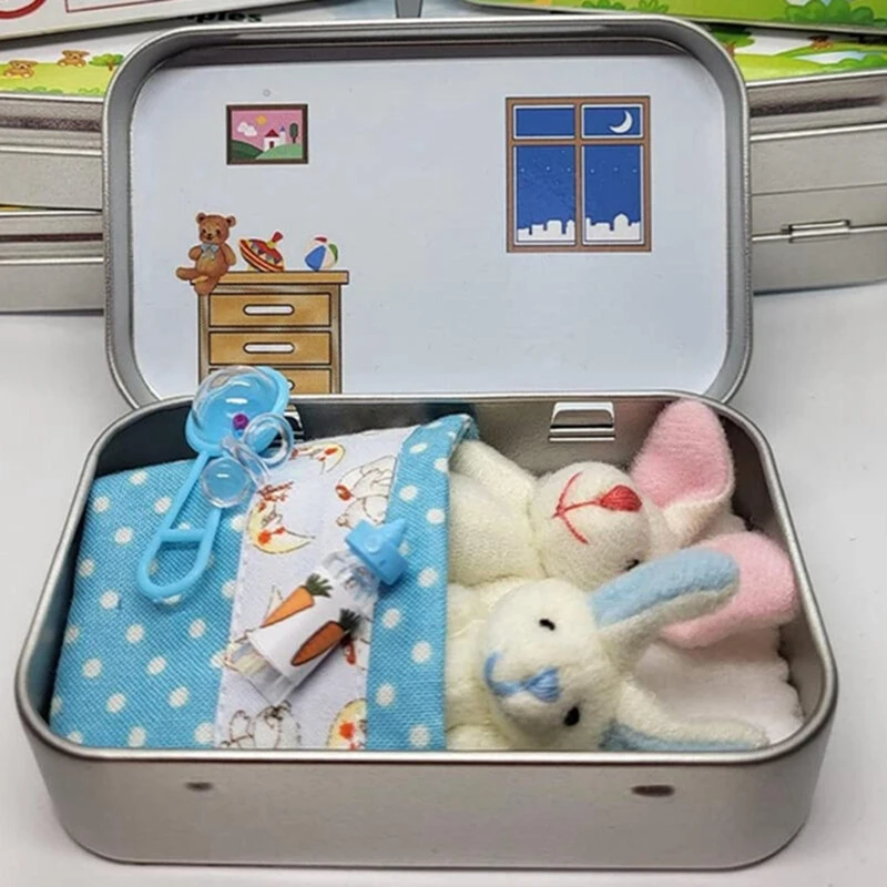 Easter Bunny Stuffed Animal Little Pocket Rabbit In A Tin Stuffed Tiny Bunny Little Bunny Toys Worry Doll For Anxious