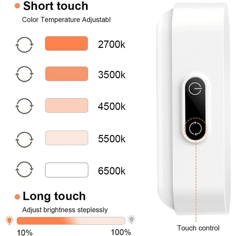 Unter Schrank leuchten, stufenlos dimmbare Lese lampe wiederauf ladbar, 5 Farben verstellbar für Schrank, Schmink spiegel