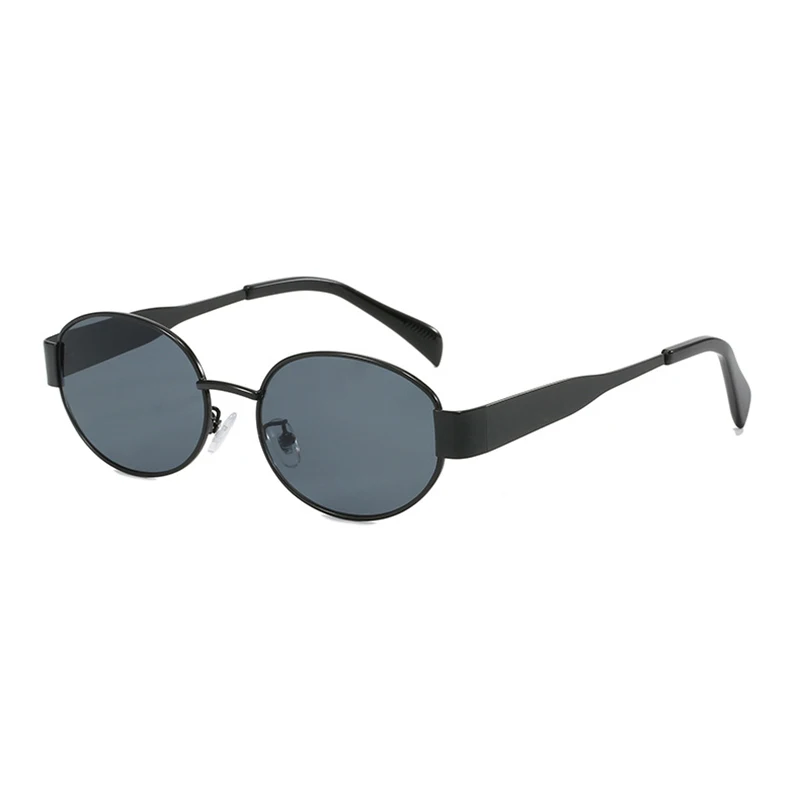 Luxury Vintage Oval Sunglasses for Women and Men, Metal Frame, Unisex Fashion by Premium Brand, UV400 Protection image 3