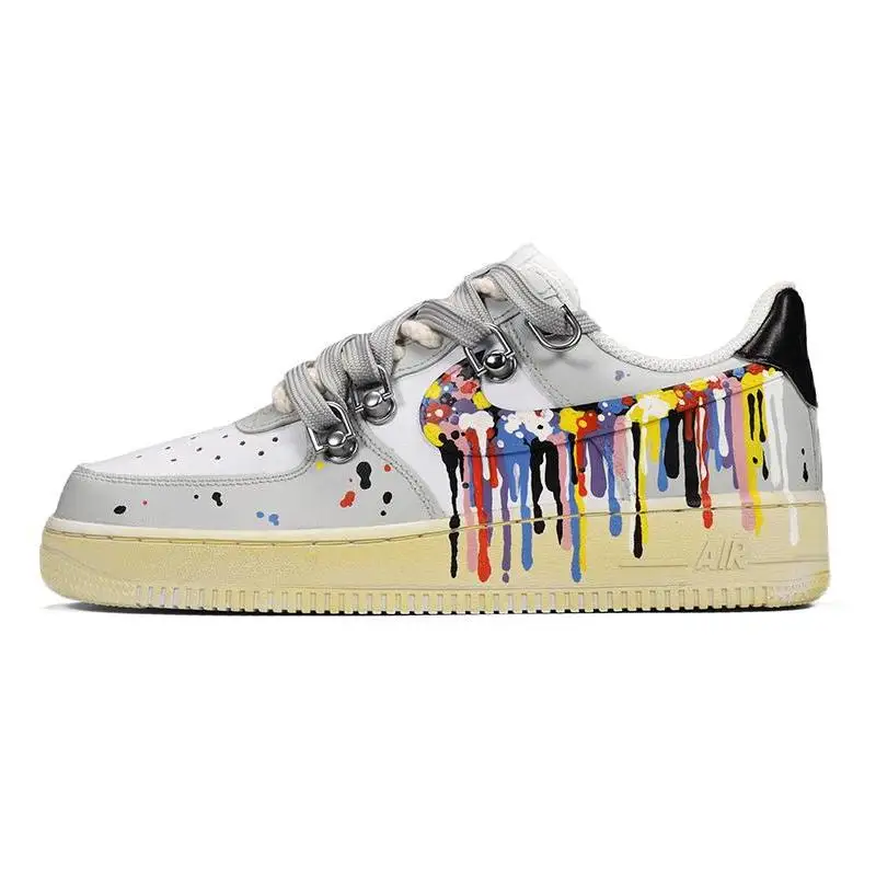 

[Нестандартные мужские кисточки белого и черного цвета] Nike Air Force 1 07 Air Force 1 Покрытие Теплые низкие кроссовки для скейтборда Мужские белые B