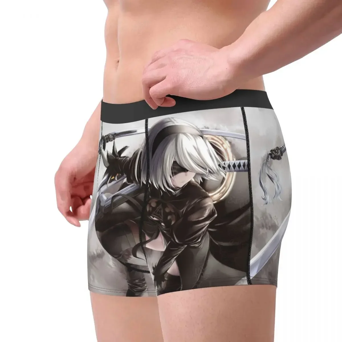 Men's NieR Automata Boxer Shorts Panties Breathable Underwear YoRHa 2B Game Male Novelty Plus Size Underpants