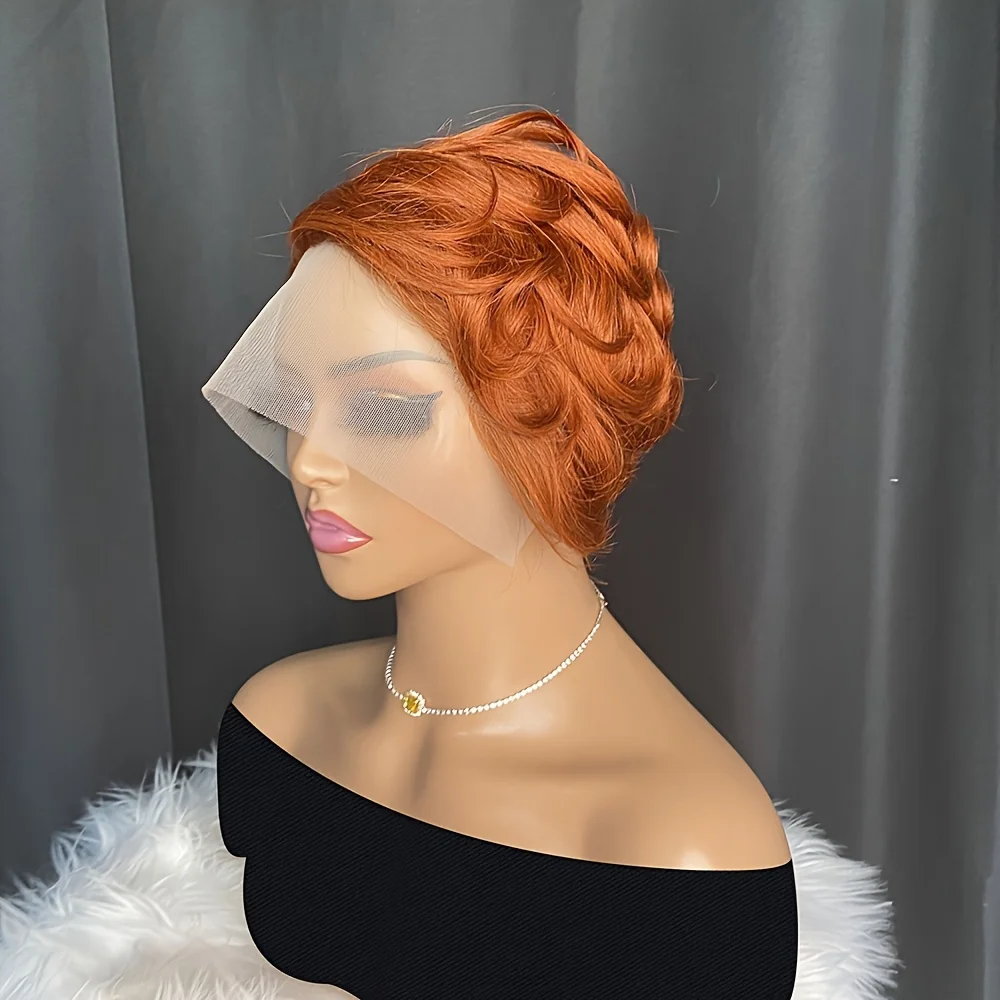 Peruca Bob Curta Reta para Mulheres, Cabelo Humano Remy, T Part Lace, 13x4x1