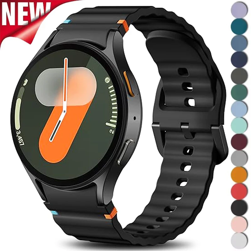 for Samsung Galaxy Watch 7 Band FE/5 Pro/6/4 Classic 44mm 40mm No Gap Sport Silicone Belt Bracelet Correa Galaxy Watch 7 Strap