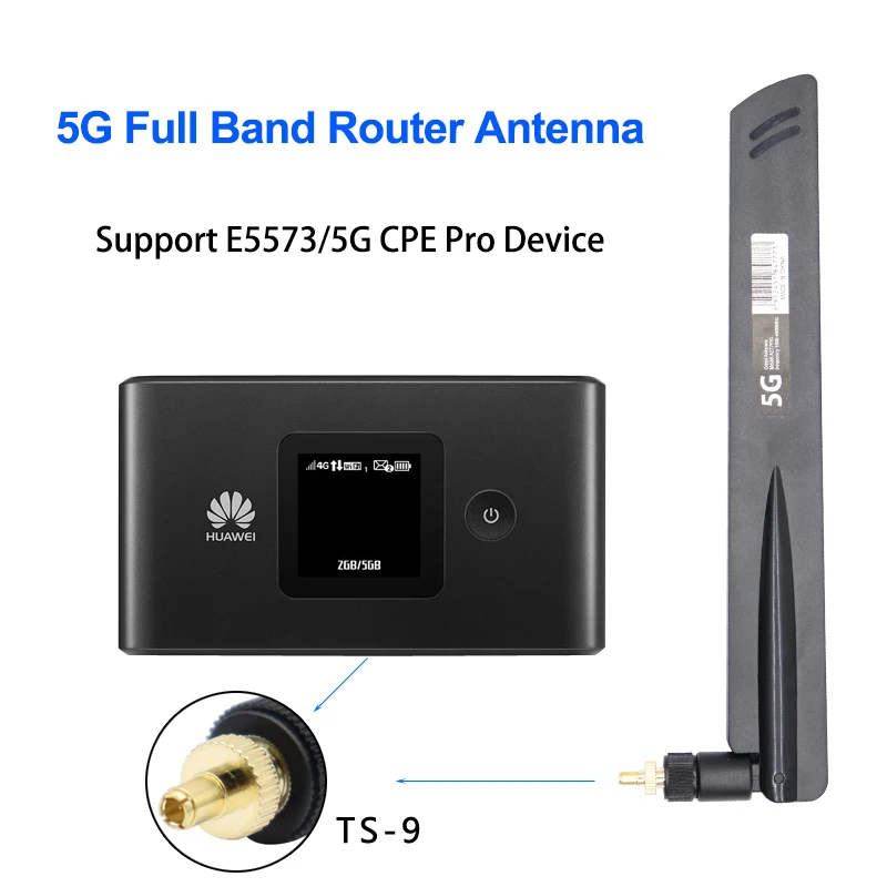 Antena Omni WiFi 5G, amplificador de banda completa de 18dBi TS9 SMA para enrutador CPE Pro, módem, tarjeta de red inalámbrica, amplificador de señal móvil, 2 uds.