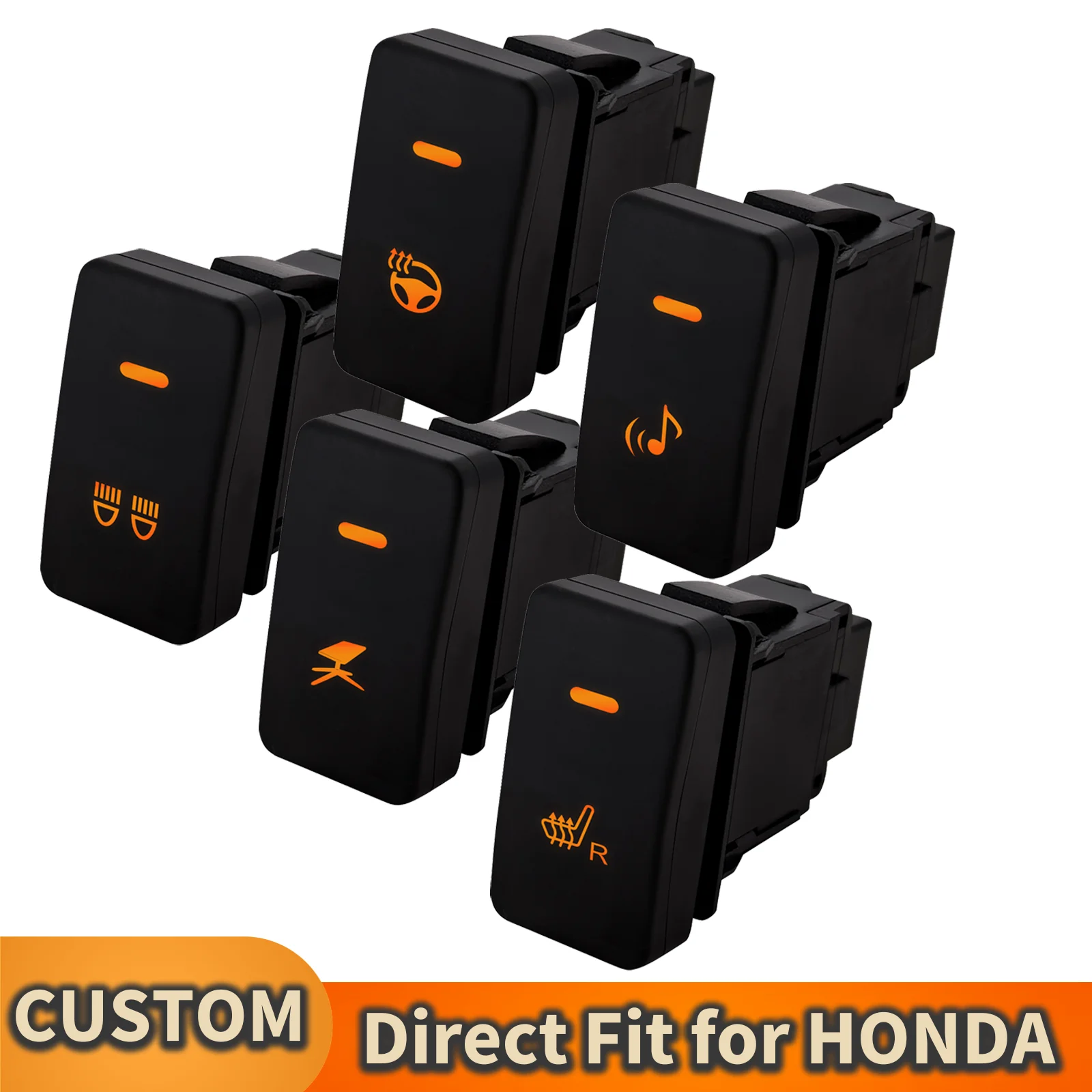 12V Amber LED Push Button Switch Spot Roof Off Road Light for Honda Fit/Accord (2008–2013), Odyssey/CR‑V (2000–2006), Civic 2000