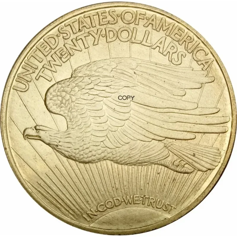 1933 الولايات المتحدة الأمريكية تمثال الحرية عشرين دولار سانت جودنز النسر المزدوج مع شعار النحاس معدن نسخة عملات معدنية #4