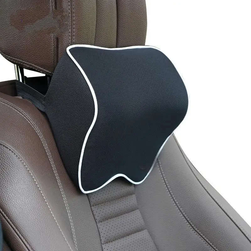 Auto Kissen Kopfstütze Nackenstütze Kissen Unterstützung Sitz Zubehör Auto Schwarz Sicherheit PU Leder Gestrickte Kissen Universal Dekor