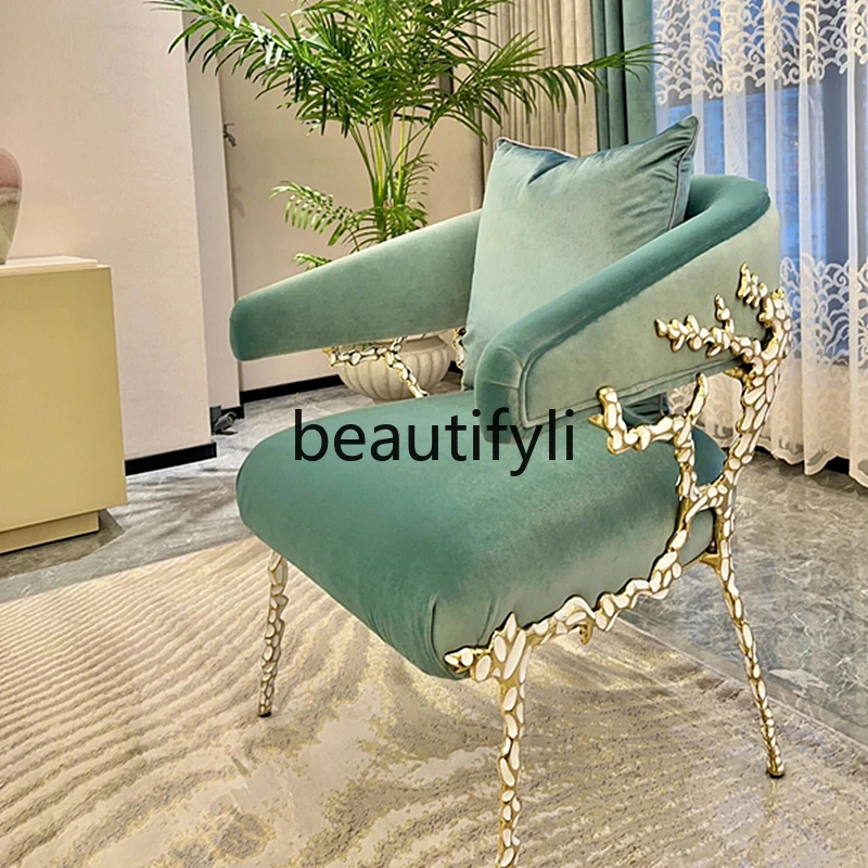 American light luxury coral garden decorative chair French art sofa fabric leisure negotiation chair