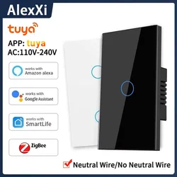 Zigbee  US EWeLink Smart Wall Switch 1/2/3/4 Gang No Neutral Wire Touch Sensor LED Light Switches Smart Home Alexa Google Home