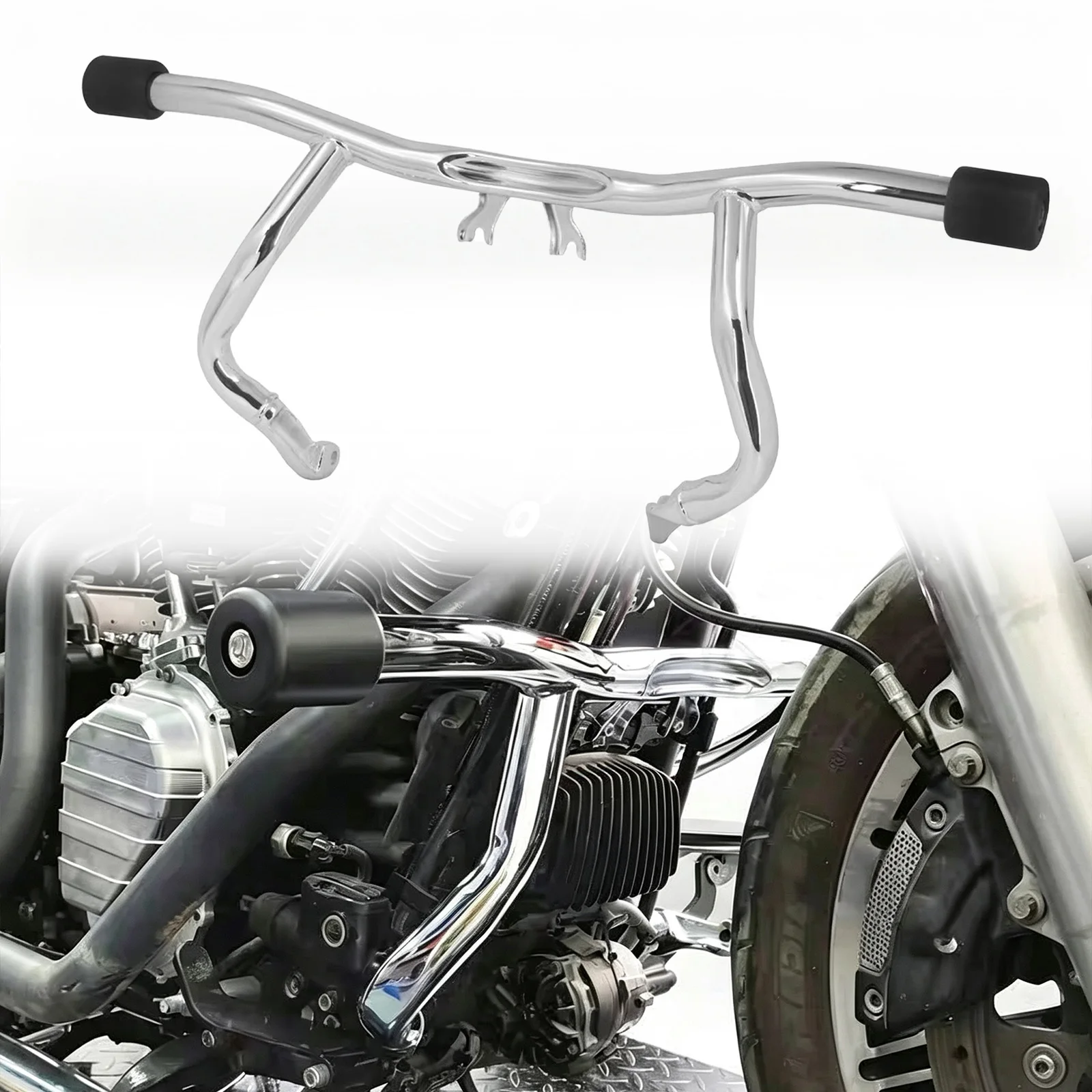 Motorcycle Front Highway Crash Bar Protective Bar Engine Guard Flat-Out Bar For Harley 14-Later Street Road Glide Road King FLTR