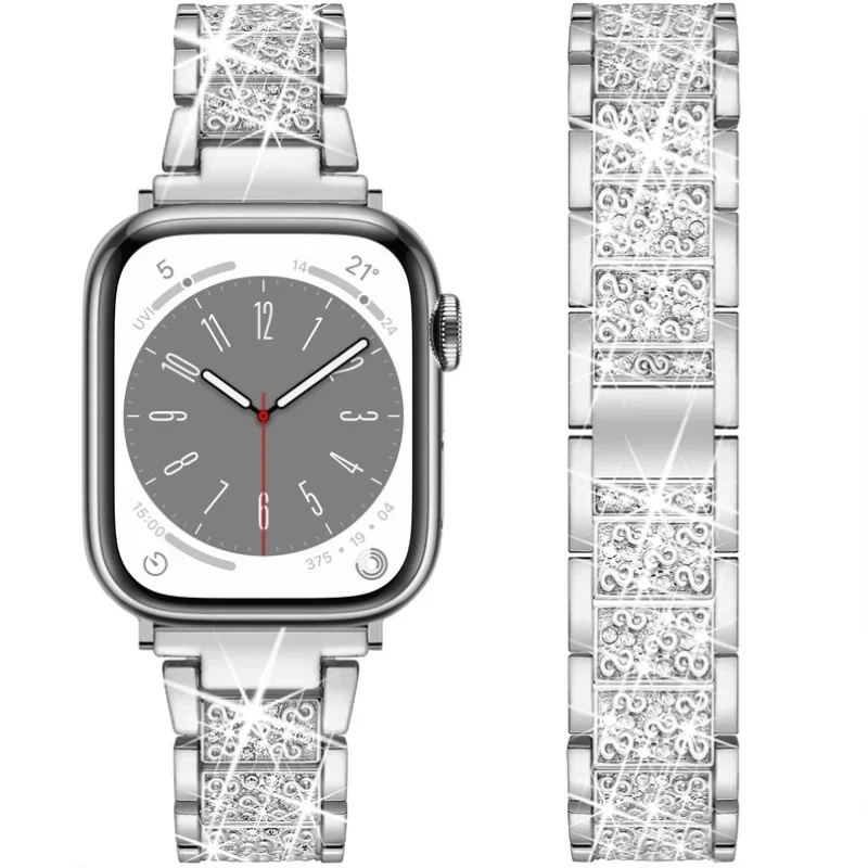 معدن الماس حزام ل سوار ساعة يد آبل 46 مللي متر 45 مللي متر 41 مللي متر 44 مللي متر 42 مللي متر 49 مللي متر سوار معصمه كوريا ل iWatch الترا 10 9 8 7 6 5 4 #1