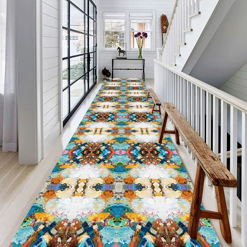 Reese Lobby Carpets Living Room Porch Rugs Art Studio Hallway Corridor Aisle Restaurant Bright Multicolored Canvas Brush Pattern