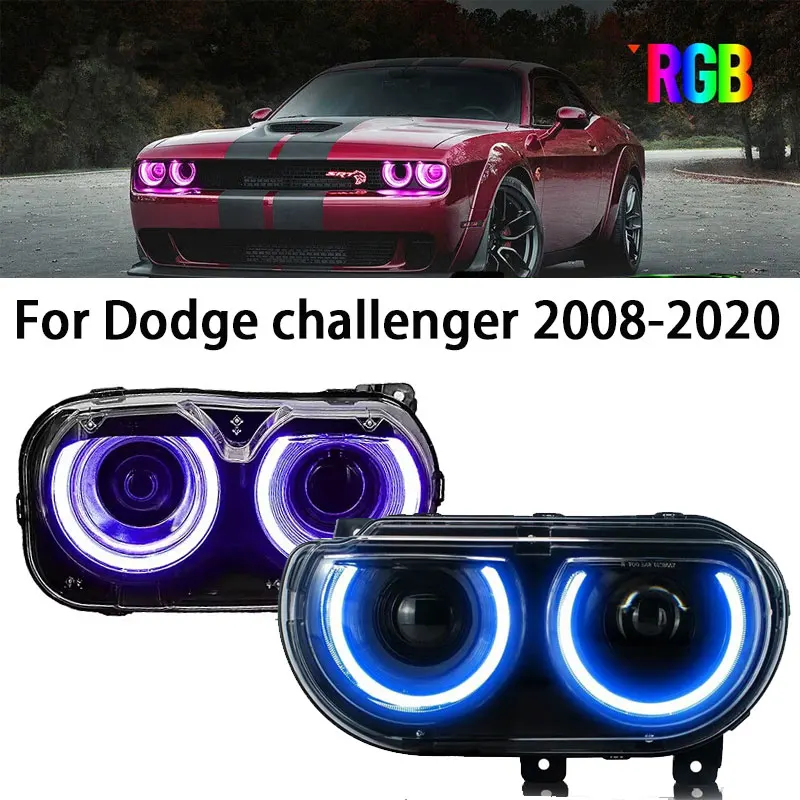 Car RGB Led Headlight For Dodge Challenger 2008 - 2020 Accessories DRL Multicolor Light Headlamp Assembly