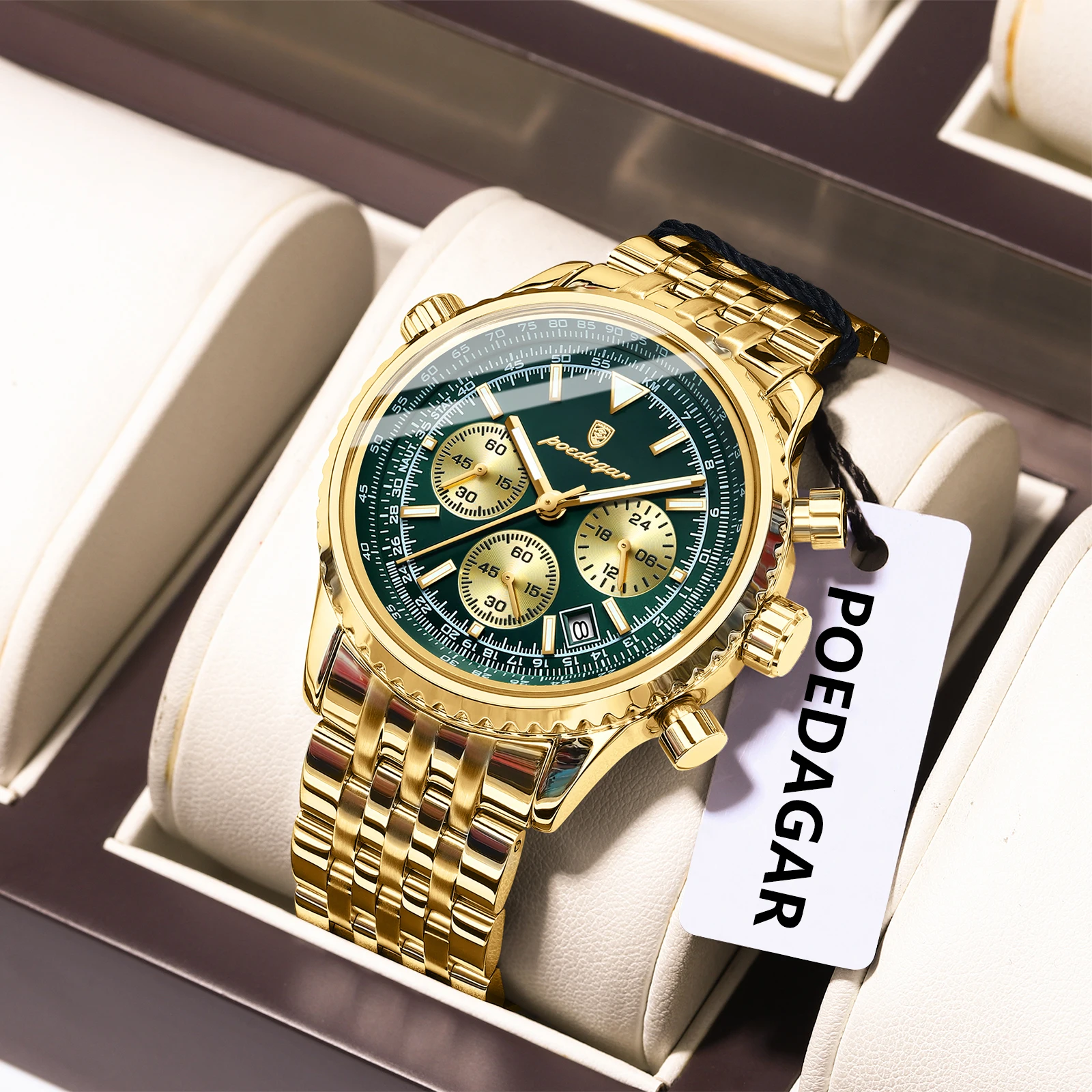 POEDAGAR Fashion Sport Men's Watches Waterproof Luminous Chronograph Date Man Watch Stainless Steel Quartz Luxury Men Wristwatch