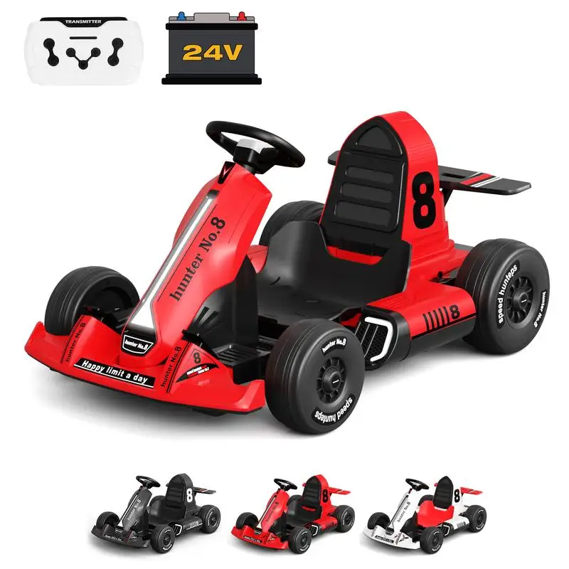 XJD 12V/24V  ElectricGo Kart for Kids Battery Powered Pedal Go Kart with Remote Control/ LED Lights /USB Bluetooth