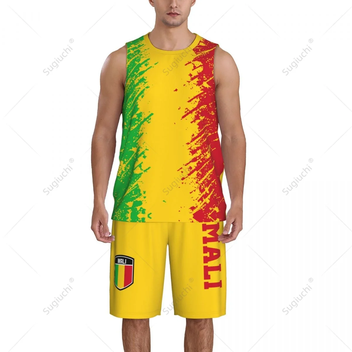 Team-up Mali Flag Grain Men Basketball Jersey Set Shirt & Pants Sleeveless Custom Name Nunber Exclusive