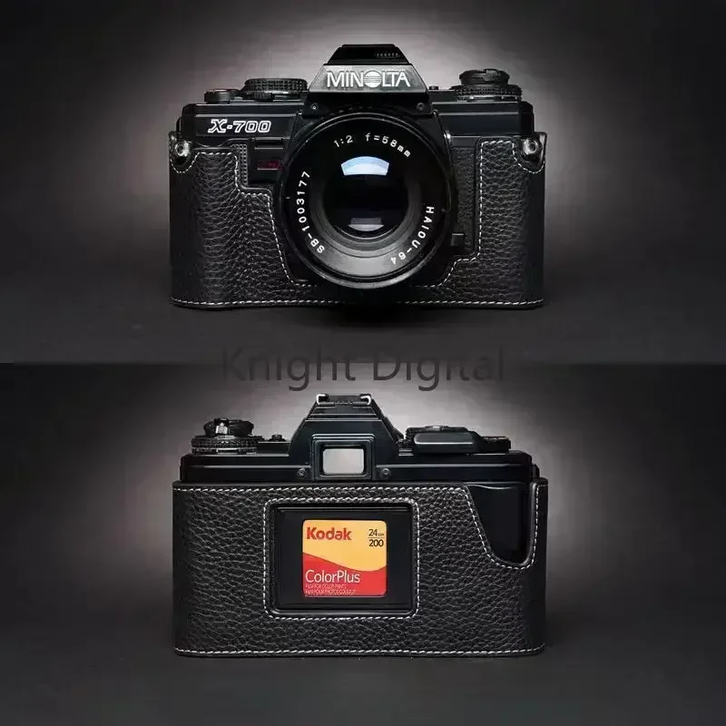 Genuine Leather Cowhide Bag Body Box Camera Case for Minolta X-700 X-570 X-300 X-370 Protective Sleeve Box Base Handwork Photo view 2