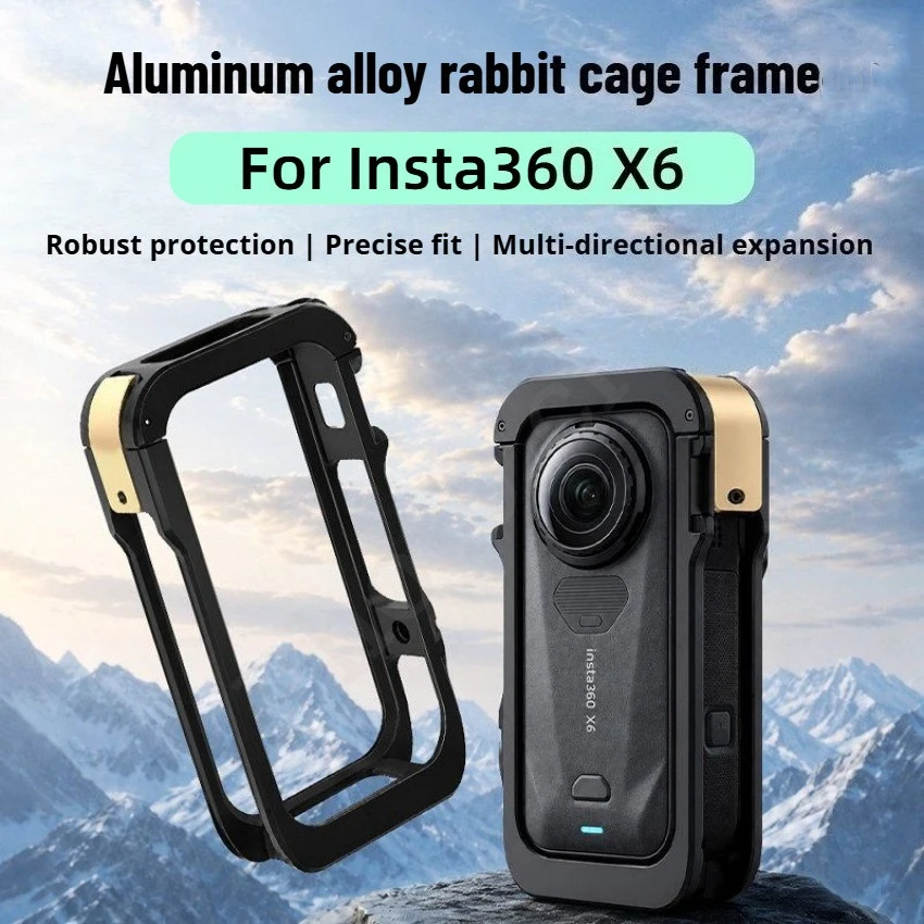 For Insta 360 X6 Metal Expansion Cage with Cold Shoe Aluminum Alloy Protective Frame For Insta360 X6 Camera Housing Accessories