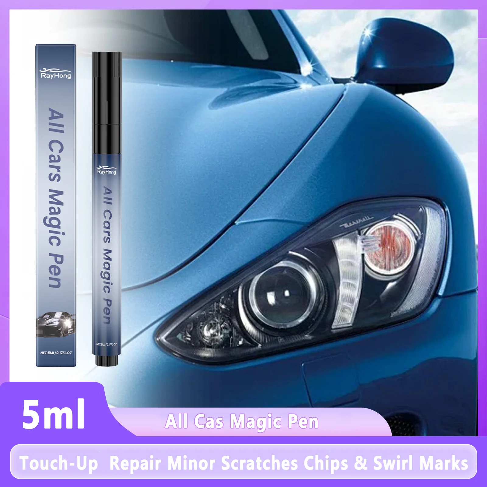 

5ml Magic Car Scratch Remover Pen Touch-Up Repair Minor Scratches Chips & Swirl Marks Easy to Use & Portable Car Care Tools
