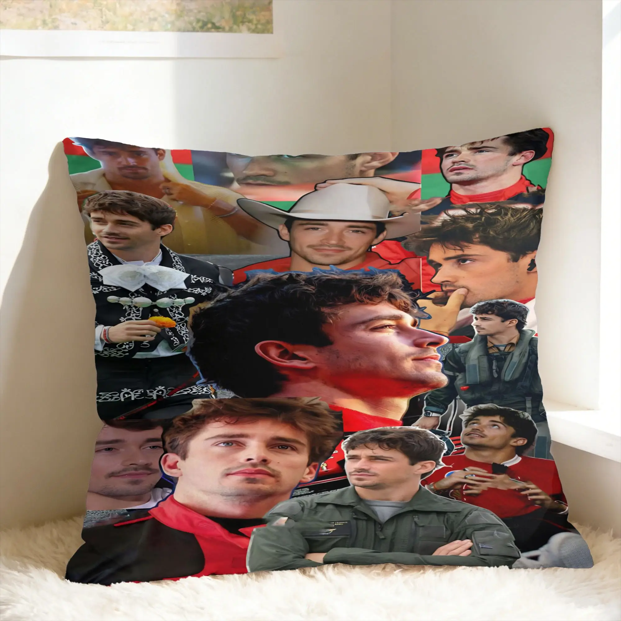 C-Charles Leclerc Pillow Case  Kawaii Pillow Cover Graphic Pillowcases For Couch Sofa Bedroom