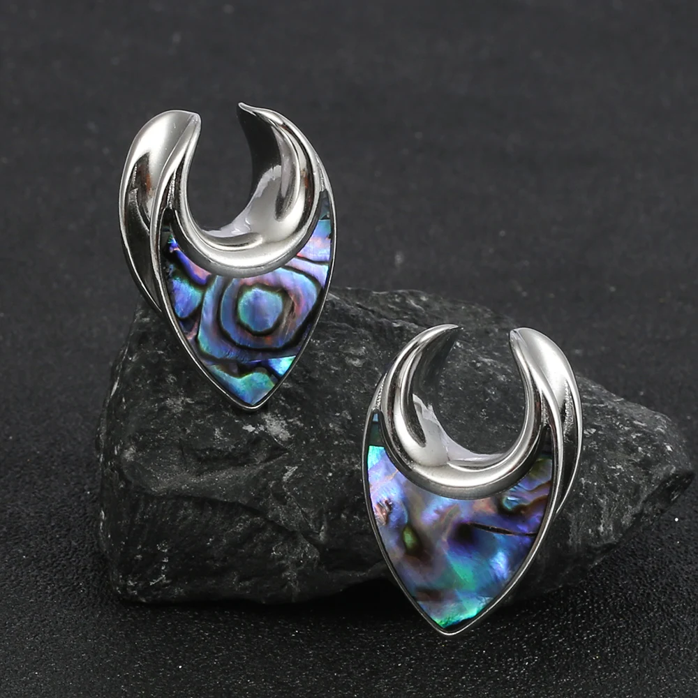Twolobes 2PCS Naturalne muszle Tunelki pod siodło Wtyczki Nosze Moda Piercing Biżuteria damska Kolczyki Expander — zdjęcie 3