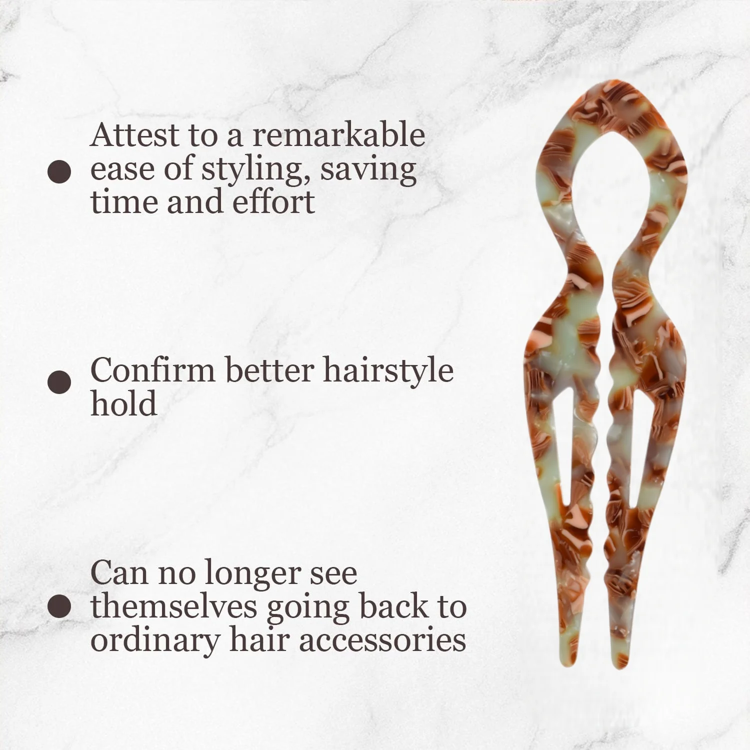 قطعة واحدة من دبوس الشعر على شكل ذيل السمكة الأكريليك على شكل حرف U - دبوس شعر فرنسي ملتوي - دبوس شعر كعكة كسولة - مناسب لجميع أنواع الشعر