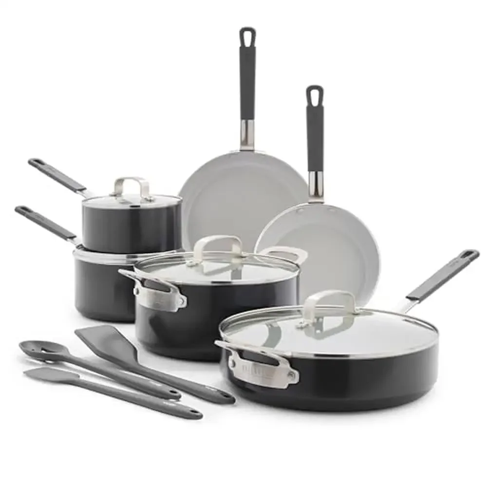 Bobby Flay Professional Grade Diamond-Infused Ceramic Cookware Set Nonstick Induction PFAS-Free Chef Kitchen Utensils 13 Pc