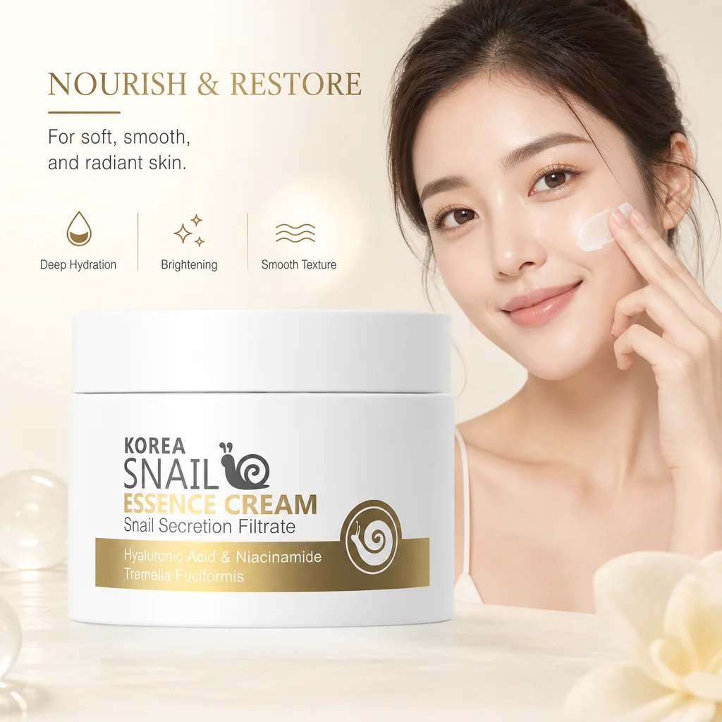 LAIKOU Snail Extract Face Cream Collagen Infused Anti Aging Nourishing Restore Skin Elasticity Smooth Dull Brighten Facial Care