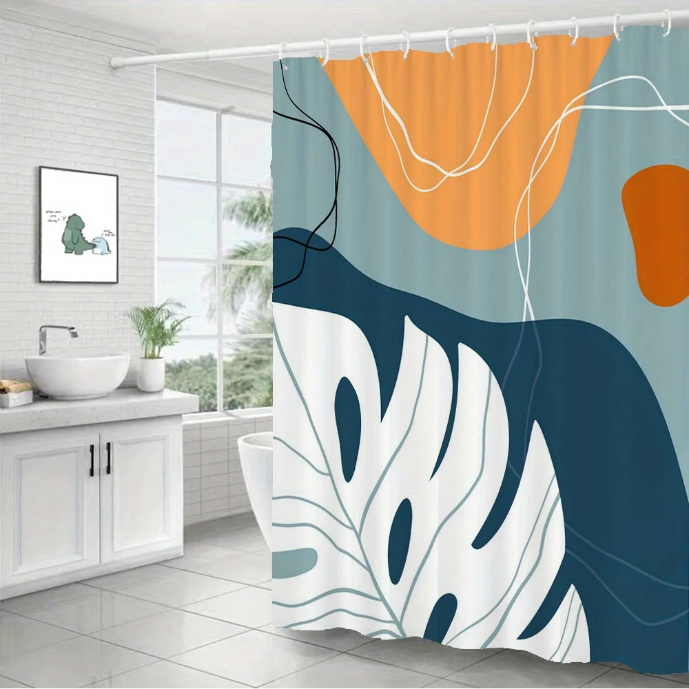 Stylish Mid Century Abstract Geometric White Monstera Leaf Gradient Color Block Flannel  Light Warm Plush 