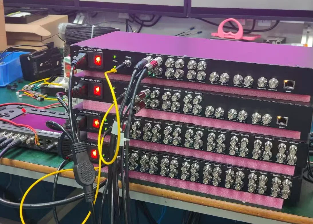 9-Channel Fiber to SDI Transmission Equipment With 1GB Ethernet, ST Fiber Connector