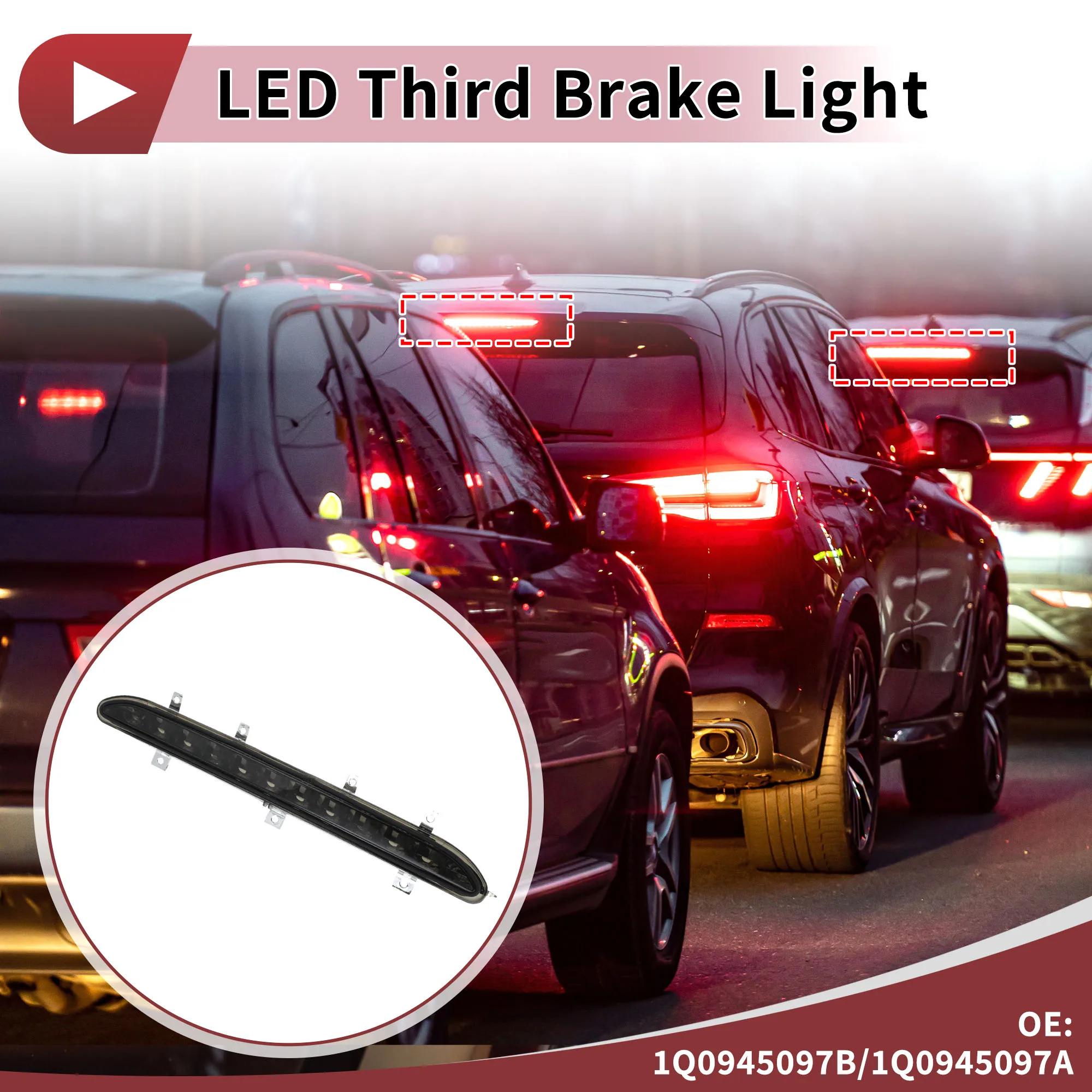 UXCELL Black LED Third Brake Light for Volkswagen EOS 06-16 No.1Q0945097B/1Q0945097A