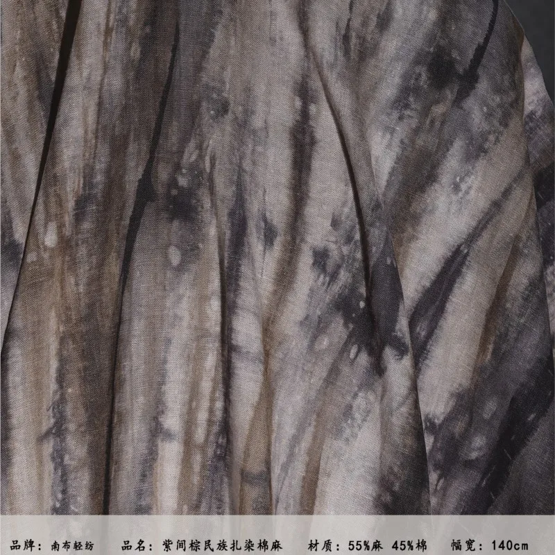 ผ้าฝ้ายย้อมมัดย้อมชาติพันธุ์และผ้าลินินลายพืชออกแบบเสื้อเชิ้ตสําหรับเสื้อผ้า