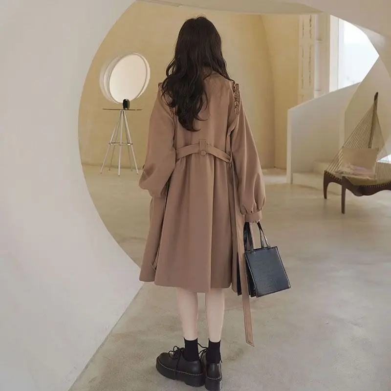 

Chic Petite Women's Coat Ele Autumn New Design Commute Sle Long Sve Thin Polyester Windbreaker Double-Button Closure