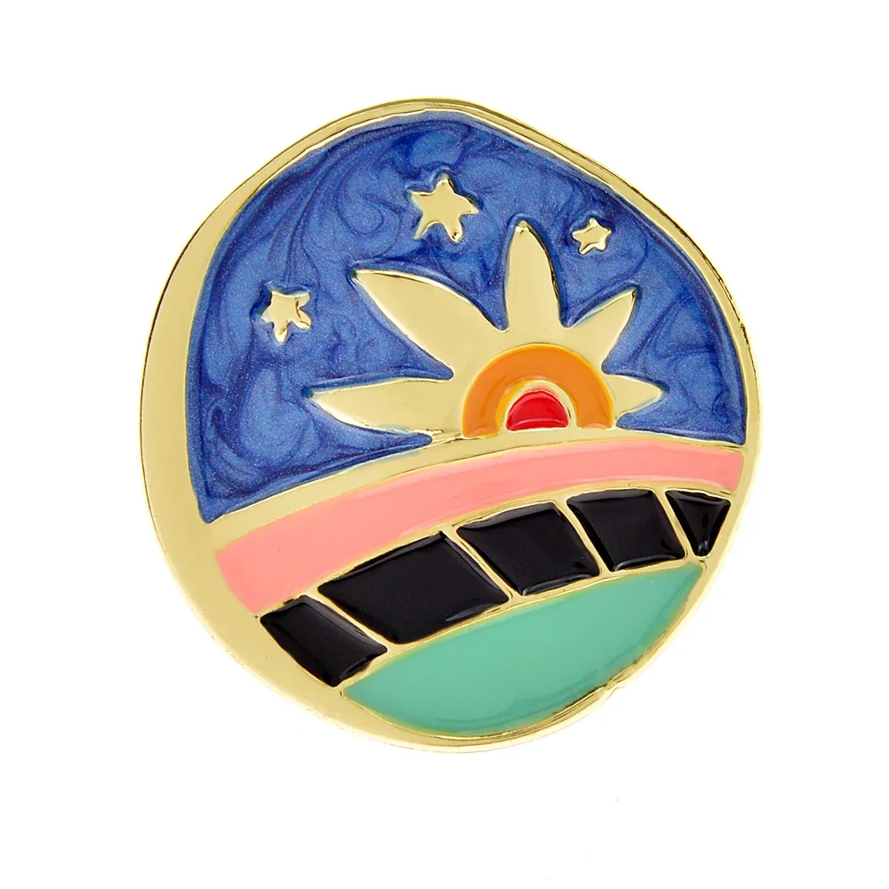 CINDY XIANG Enamel Starry Sky Brooch Blue Color Abstract Button Collar Pin Summer T-shirt Accessories High Quality New