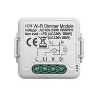 Tuya Wifi Smart Dimmer Switch Module 10A Support 2 Way Control 1 Gang Compatible for Google Home Alexa Smart Life App