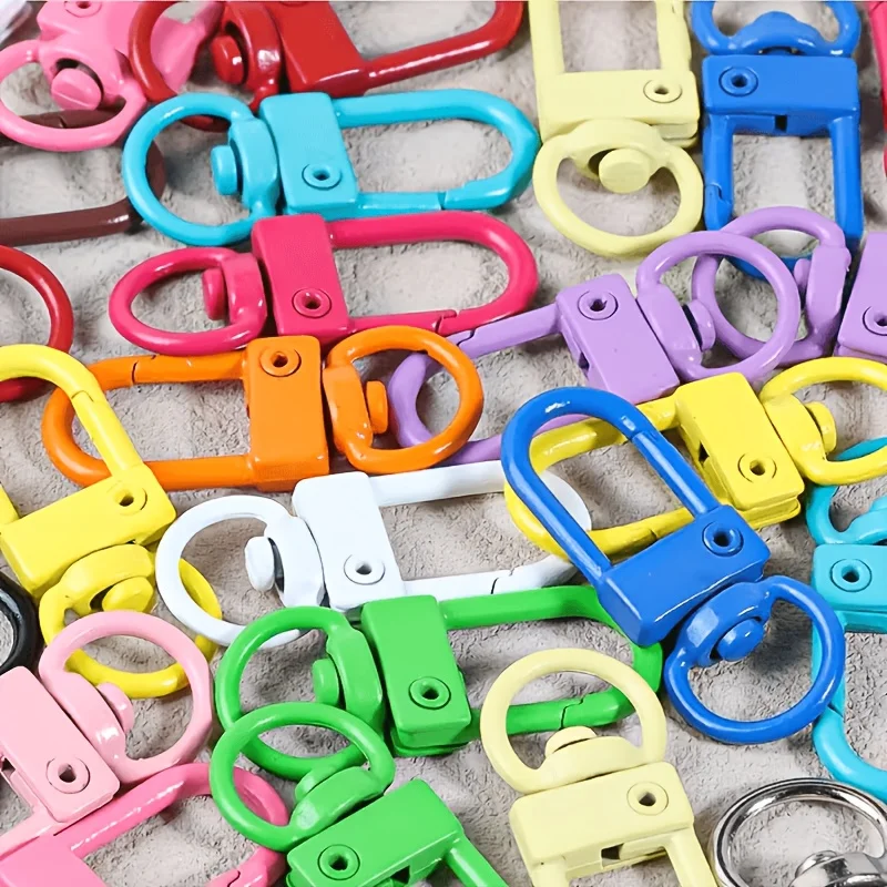 19pcs Random colour DIY Colorful Rotating Keychain Kit Jewelry Accessories Door Hook Bag Hanger Pendant Connector Pet Rope Decor