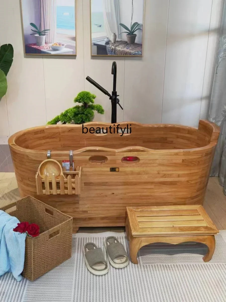 Oak Bath Barrel Adult Wooden Bathtub Household Bath Bucket Solid Wood Bath Barrel Basin