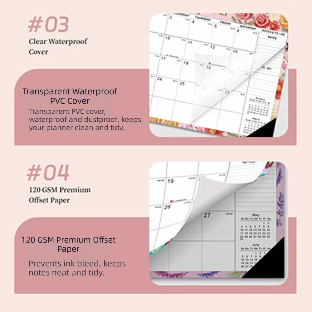 18 Months 2027 Wall Calendar Colorful Daily Planning English Hanging Calendar January 2027- June 2028 Waterproof Cover