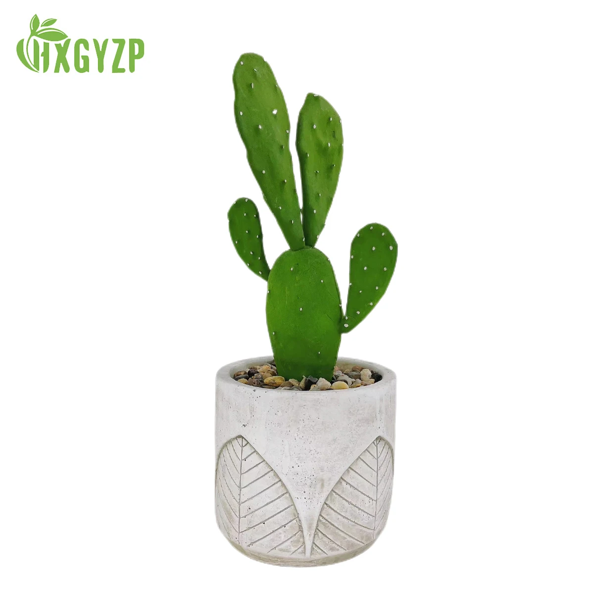 

HXGYZP Creative Cactus Succulents With Stone And Cement Basin Artificial Plants Potted Ornaments Desktop Garden Home Decor Hot