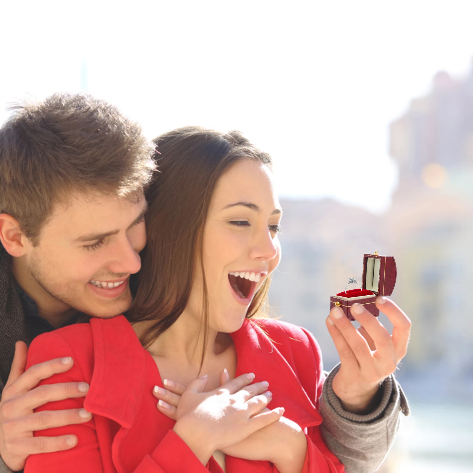 

Square Ring Box Compact Ring Storage Container Ideal for Jewelry Organization Romantic Decorative Box for Bridal Party Keepsake