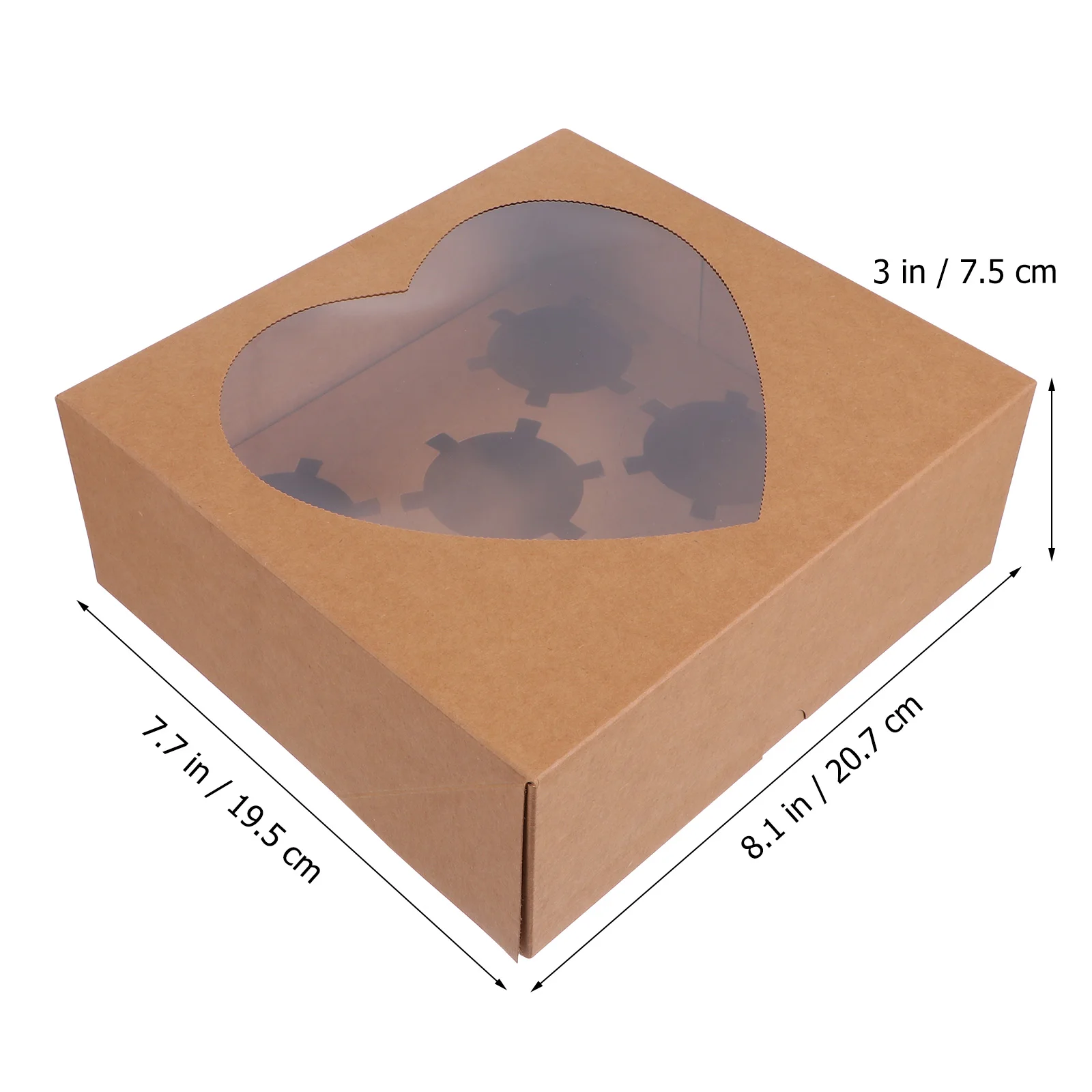 

10 Pcs Heart Shaped Muffin Boxes Thick Sturdy Large Capacity Six Grids Dessert Food Container Paper Cupcake Package Cake