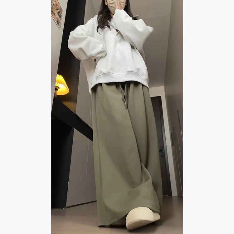 Military ein Dstring-Jogginghose für Damen, 2025, neue Frühherbst-Lazy-SLE-amerikanische Sporthose, drapiert, schlankmachend, bodenlang...