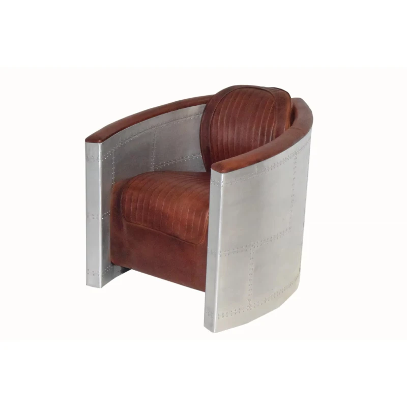 Leather single-seater sofa, living room sofa with armrests