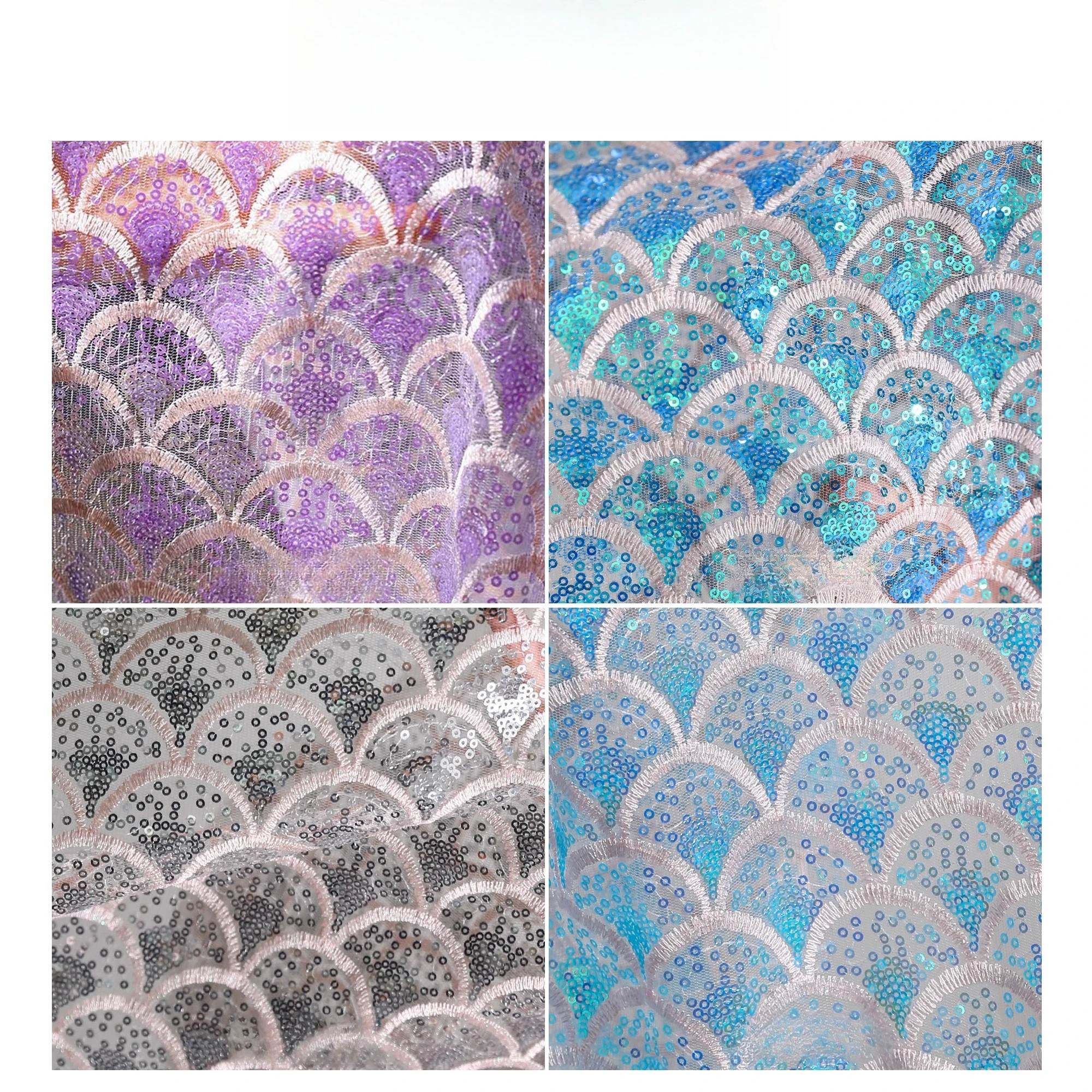 

High Quality Fish Scale Bead Embroidery Iridescent Bead Piece Laser Embroidery Mesh Gauz DIY Performance Costume Bag Accessories